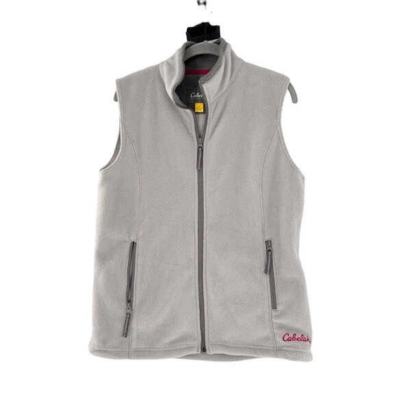 Cabelas Womens Gray Fleece Vest Small S Zip-Up Sleeveless Outdoor Layer Cabin - Picture 1 of 14